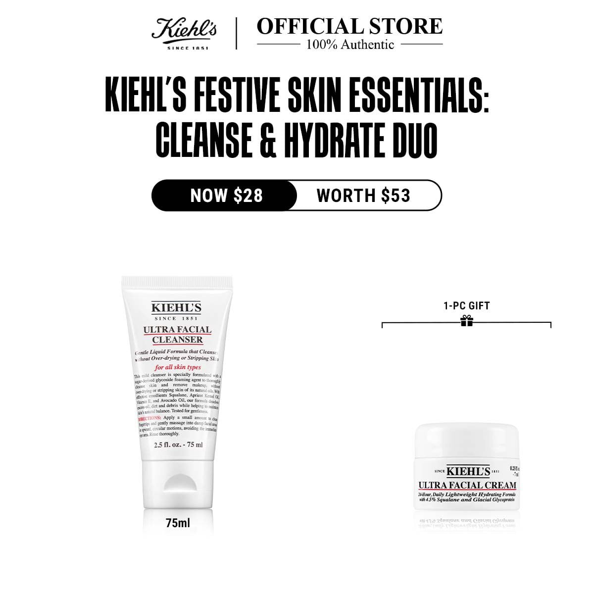 Kiehls Festive Skin Essentials: Cleanse And Hydrate Duo